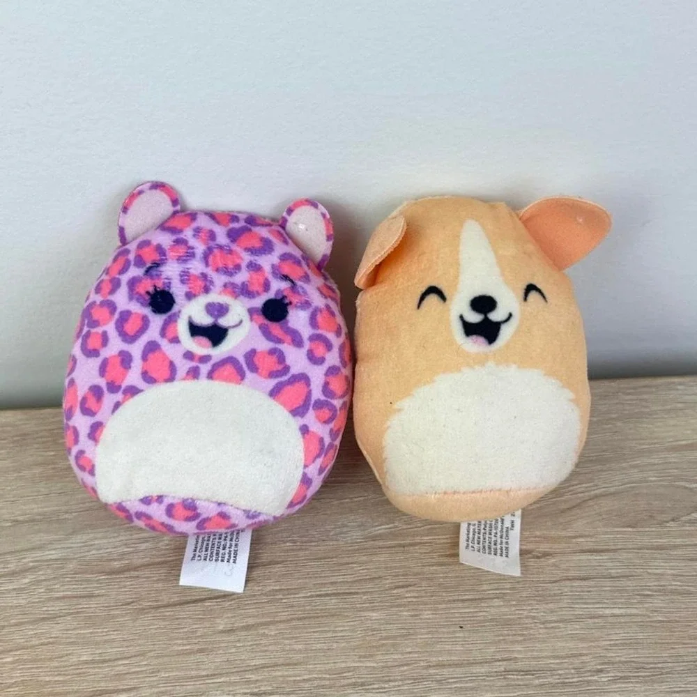 Mini Squishmallow Duo Leopard and Dog Stuffed Animals